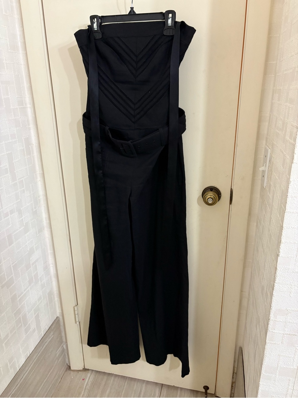bebe Black Wide-Leg halter Strap Jumpsuit with Belt